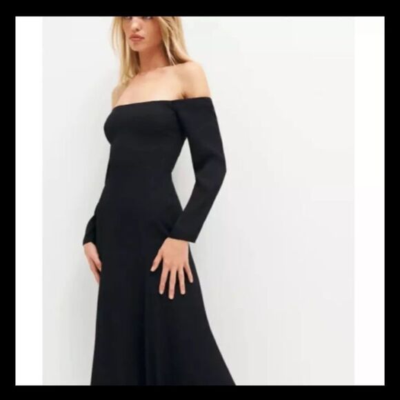 NWT Reformation Ballari Maxi Black Dress Long Sleeve Size 4 - Picture 6 of 13